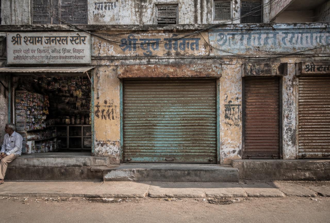 Main road shop front renovation before construction work